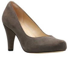 NEW CLARKS DALIA ROSE TAUPE SUEDE HEEL COURT SHOES SIZE UK 5 D