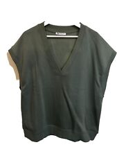 Zara V neck Oversized Sweatshirt Vest Khaki Green Top Woman Ladies Size M medium