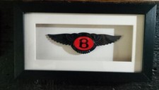 Vintage Black Bentley Car Badge In A Black Box Frame And Mounted. For Display.