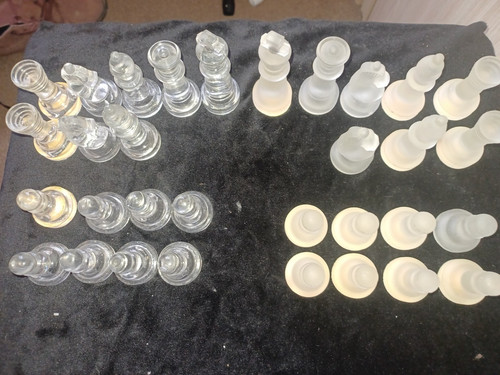Frosted and clear glass chess - frosted,