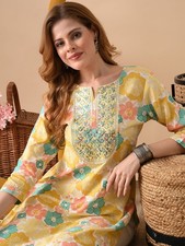 Indian Women Yellow Cotton
