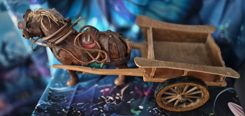 Vintage tipping wooden cart - vintage,