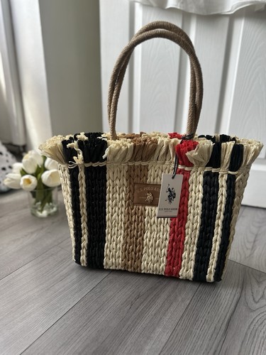 Polo straw basket bag - straw,