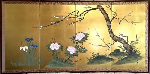 Japanese byobu folding screen - japanese,