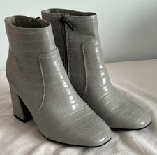 Primark Womens Ankle Boot - Grey - Faux Leather 'Croc' - Size 3 Wide (36) - NWOT
