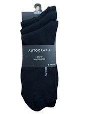 Mens Black Marks & Spencer M&S Merino Wool Blend 3 X Socks UK 9-12 M&S