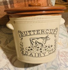 A VERY RARE FIND – ANTIQUE KITCHENALIA – BUTTERCUP DAIRY CO 3lb BUTTER CROCK