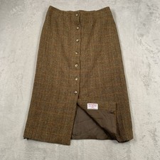 Harris Tweed Skirt UK 16 Brown