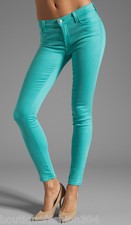 New $178 Designer J Brand Jeans Womens 30 Aqua Blue Teal Super Skinny Columbia 