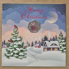 "Merry Christmas" Card 2023 Jersey BUNC 50P Fifty Pence Coin "Father Christmas"