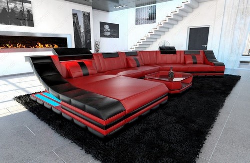 Living area leather couch