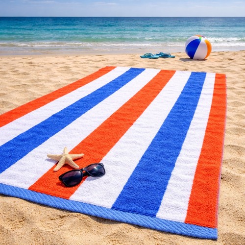 Cotton striped beach - cotton, towel