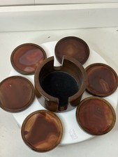 Set Of 6 Agate & Wood Felt