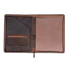 Handmade Real Leather Zipper Portfolio, A4 Document Organiser Conference Folder