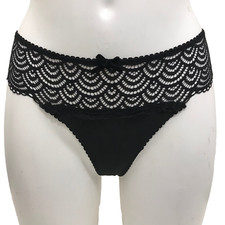 Black Thong 6 - 8 Floral Lace