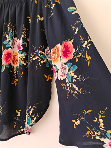 Women navy floral chiffon - navy,