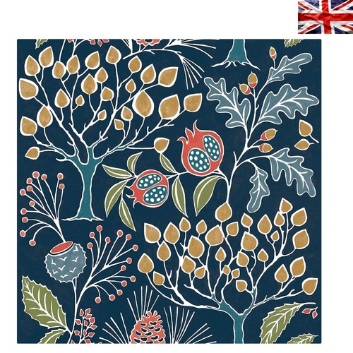 Elegant navy blue floral flock - blue,