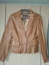 Tan Leather Blazer Woodland Short Fitted