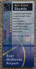 2000 Kinchbus Air Line Bus Timetable Loughborough, East Midlands Airport, Derby 