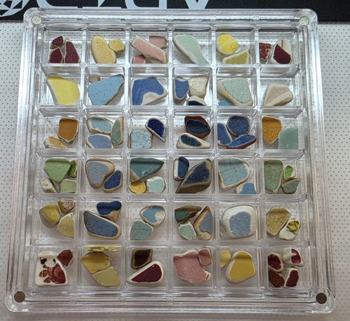 Tiny coloured sea pottery - pottery,