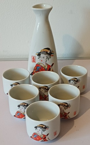 Japanese sake bottle and six - japanese,