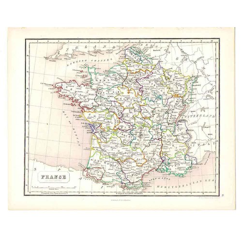Antique coloured map 1846 - coloured,