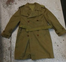 Vintage - Double Breasted Belted Military Style Trench Coat - Green - 44" Approx