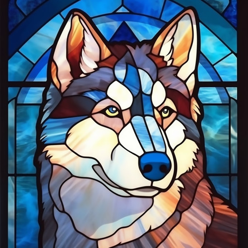 Siberian husky faux stained - siberian,