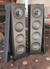 KEF Q750 Floorstanding Speaker - Black With Magnetic Grills + Spiked Feet
