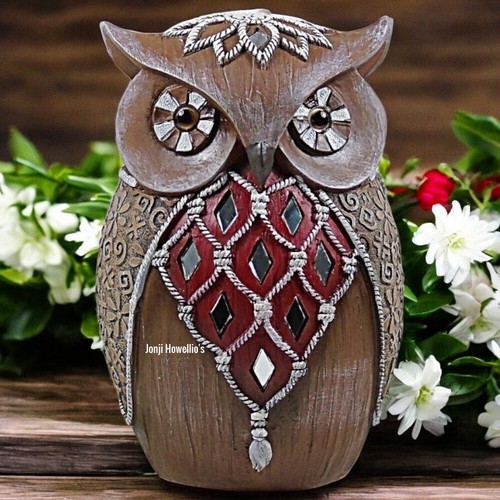 Brown owl figurine - brown,