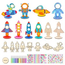 24 Pcs Rocket Space Wooden