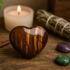 Jasper Tiger Eye Heart Healing Gemstone Polished Crystal Large.