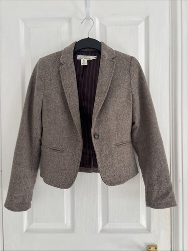 Women brown tweed blazer - h&m,