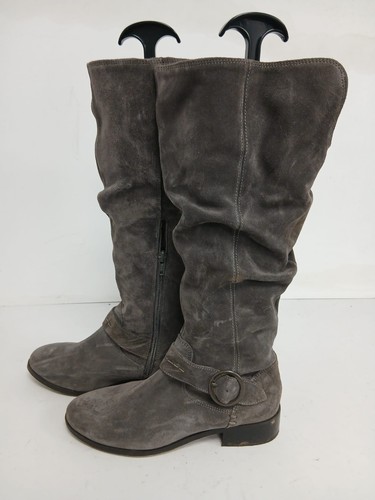 Ladies grey suede knee high - grey,