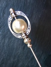 Pearl Hat Pin Vintage Style 5" & Pin Protector Ascot hats Pins Wedding Hat Pins