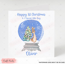 Personalised Boys Peter Rabbit 1st First Christmas Card Son Grandson Nephew