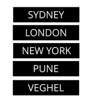 Time Zone Clock Signs black with white text