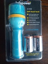 Infapower 2XD Soft Touch Torch. Weatherproof + 2xD Batteries 