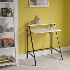 Manera Two Shelf Desk Matt White Compact MDF Durable (H)840 (W)740 (D)515mm