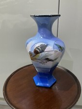 Vintage Vase “Crown Devon” Leaping Deer Blue Nice Shape  11 X 22.5cm 