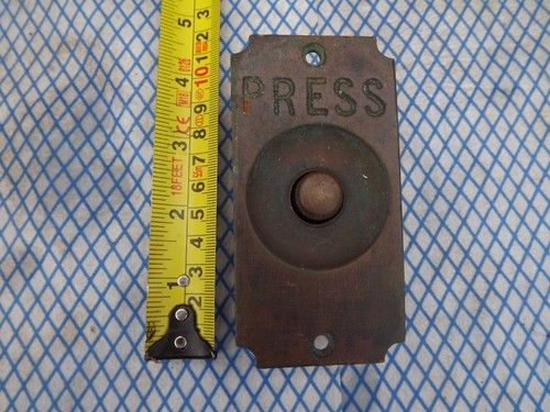 Vintage brass door bell - bell, push