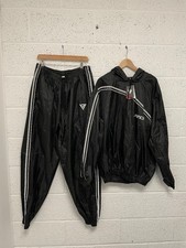 RDX Sports Waterproof Tracksuit Hoodie Trousers Set Black PVC Coated 2XL New