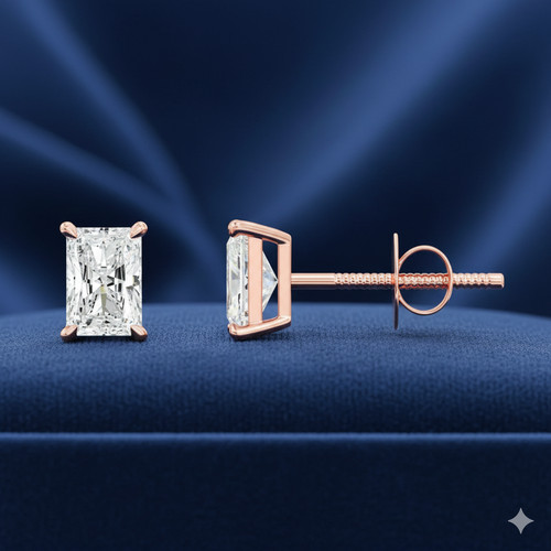 Rose gold earrings diamond - rose,