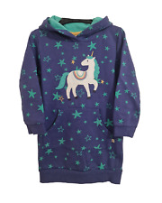 Ex Frugi Sweatshirt Dress Unicorn Applique Blue 2-10 Years NEW