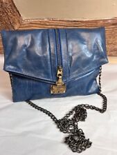 Small Jocasi petrol blue leather across body messenger shoulder bag