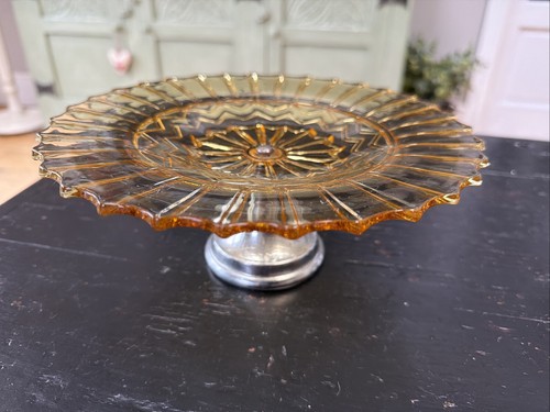 Vintage amber glass and chrome - amber,
