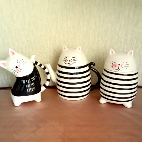 Ceramic cat tea set 3pc - tea,