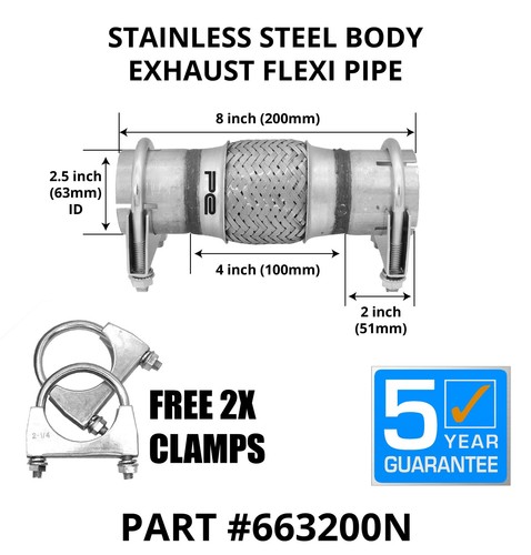 Exhaust repair flexi pipe - flexi, 63mm