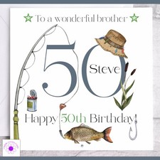 Personalised Fishing Themed Birthday Card, Son, Dad, Brother, Grandad, Uncle