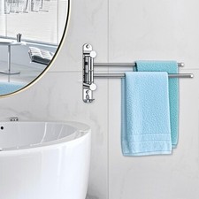 Wall Mounted Swivel Towel Rail Rack Stainless Steel Bathroom Kitchen Holder